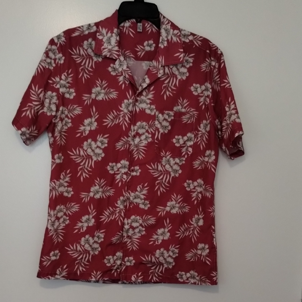 Tropical Floral Red Men's Button Down Shirt